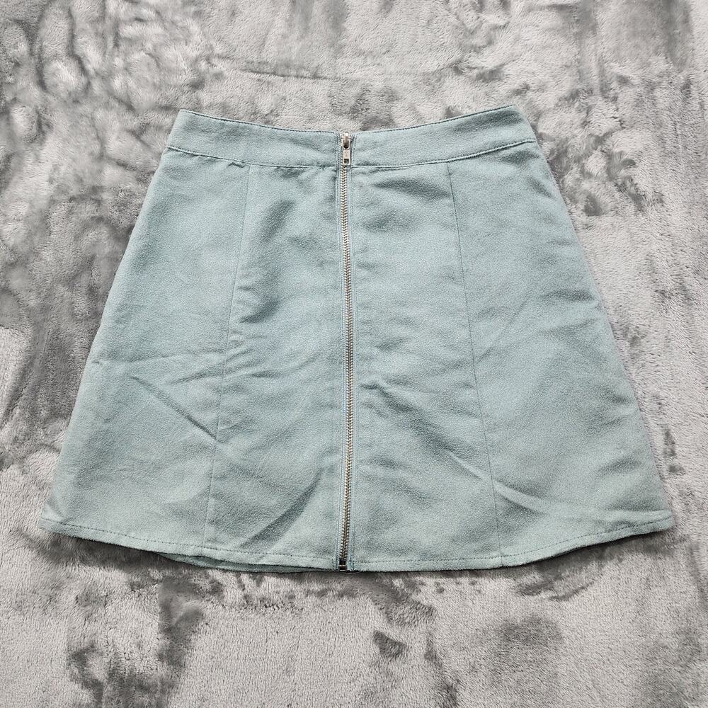 Forever 21 Skirt Womens S Powdery Blue Faux Suede High Waist Zip Front Mini